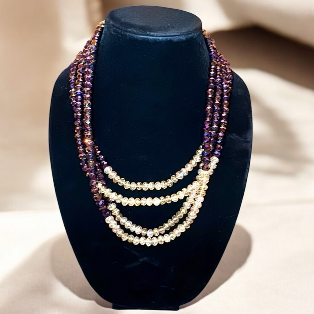 Elegant Multicolor Beaded Necklace w/Bracelets & Earrings NWOT
